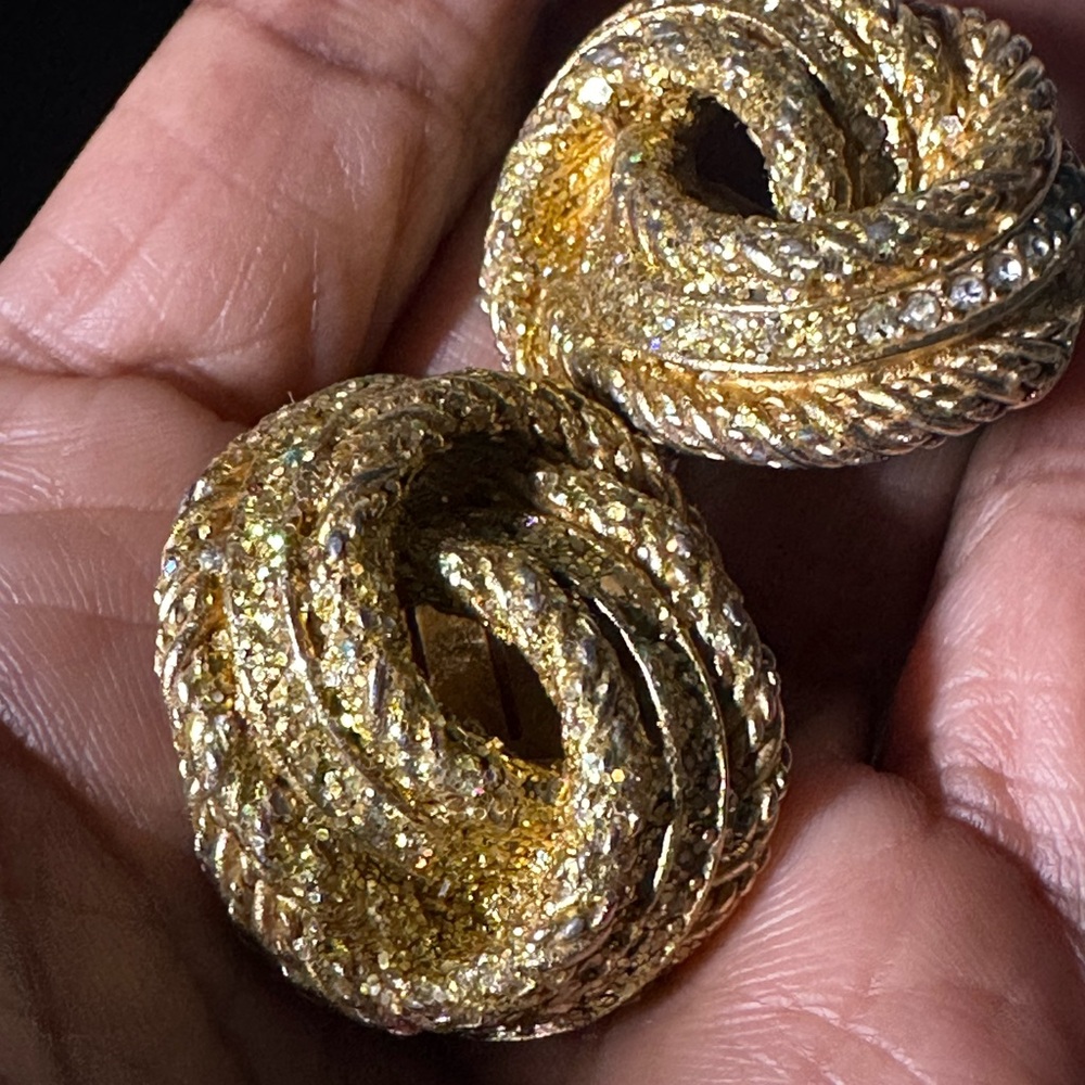 Vintage Christian Dior knotted rope Clip-On Earrings - - Picture 7 of 8